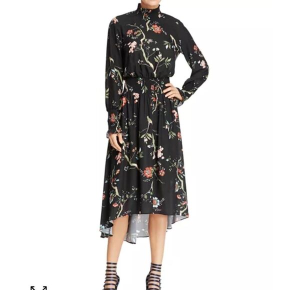 Nannette Red and Black A-line Dress with Bishop Sleeves - Picture 1 of 10